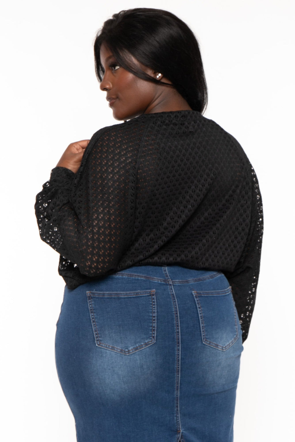 Plus Size Arcelia  Lace  Bolero -Black