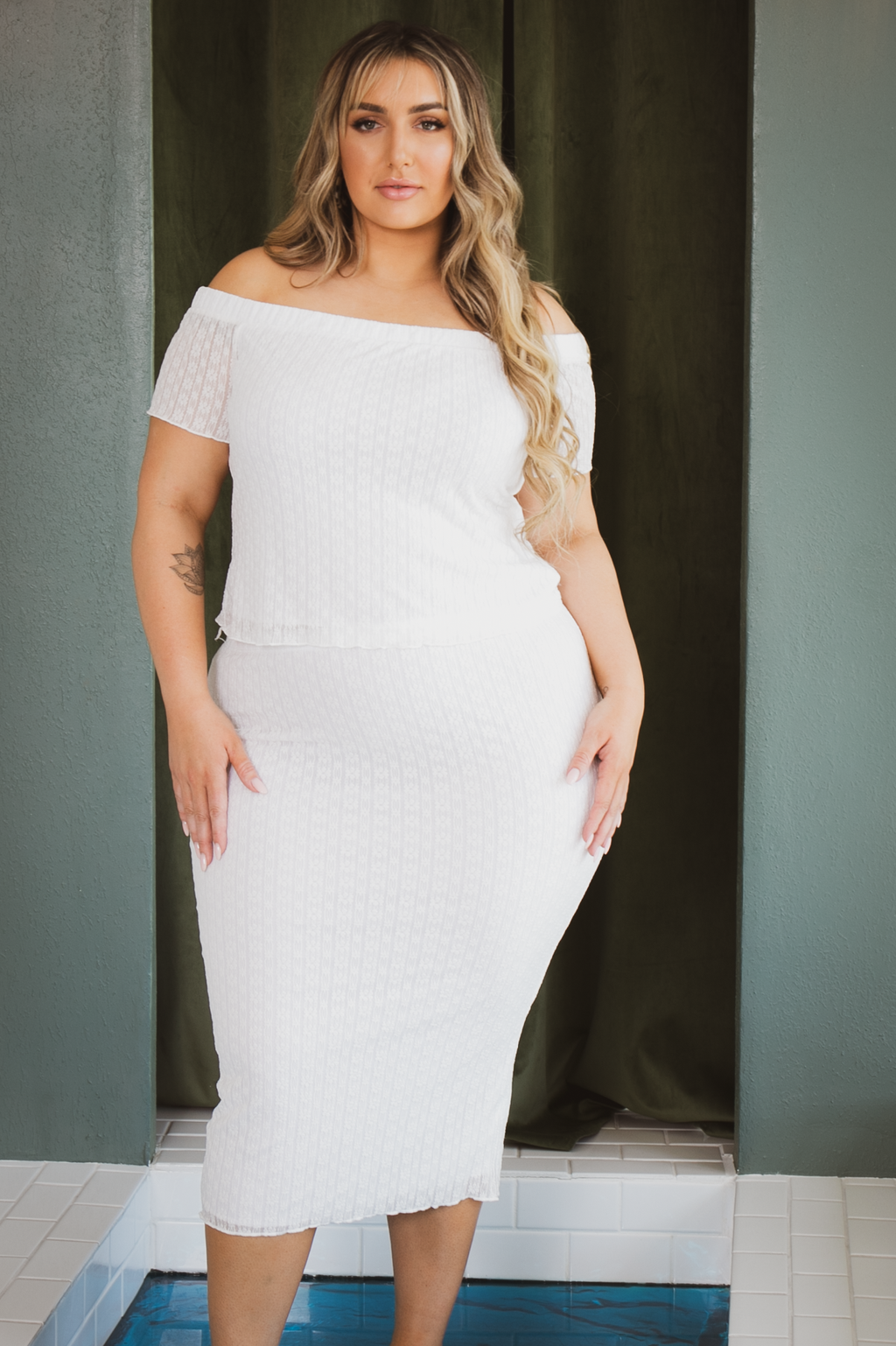 Plus Size Arielle Lace  Top - White