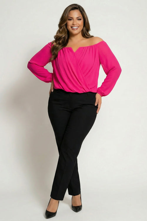 Plus Size Aryana Cross Over Top - Fuchsia
