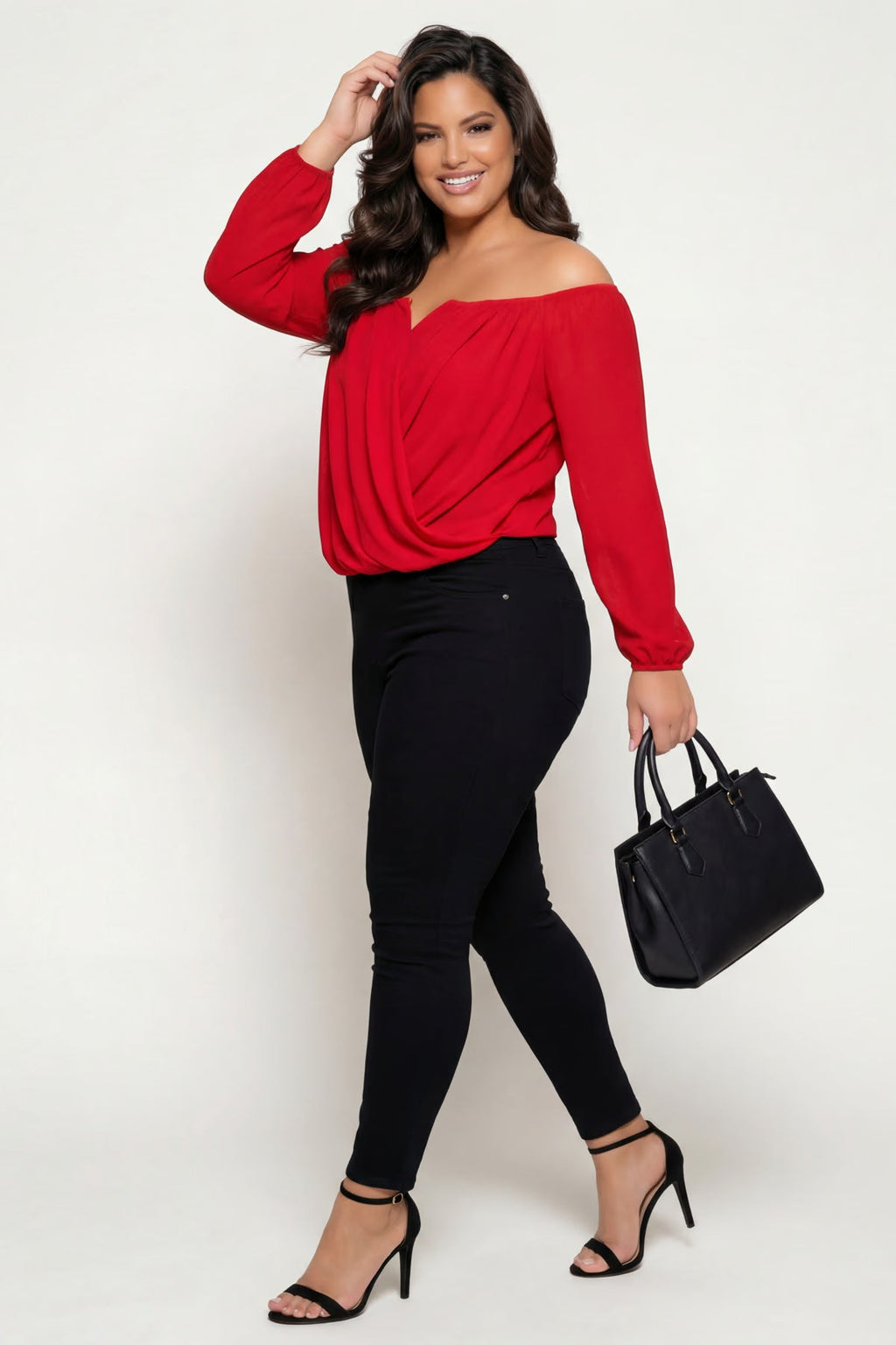 Plus Size Aryana Cross Over Top -  Red