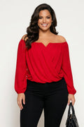 Plus Size Aryana Cross Over Top -  Red