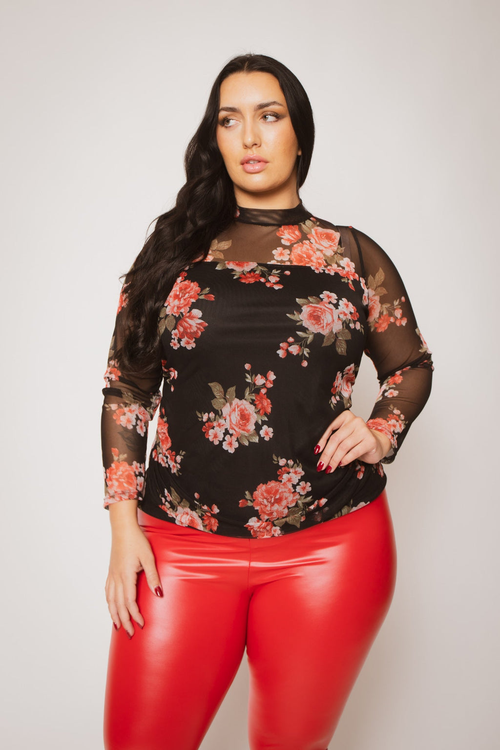 Plus Size Ava Mesh Top - Black