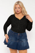 Plus Size Cairi  Lace Bodysuit - Black