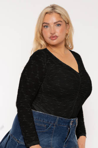 Plus Size Cairi  Lace Bodysuit - Black
