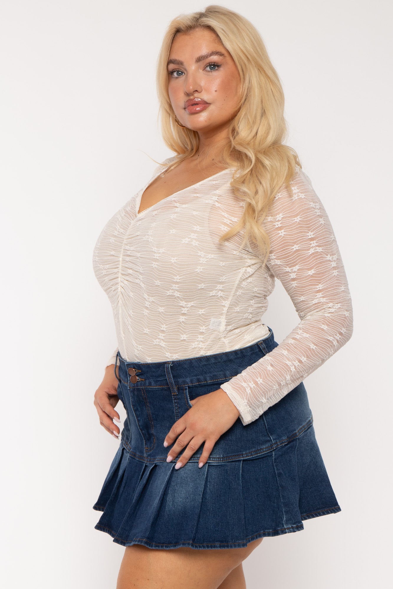 Plus Size Cairi  Lace Bodysuit - Ivory