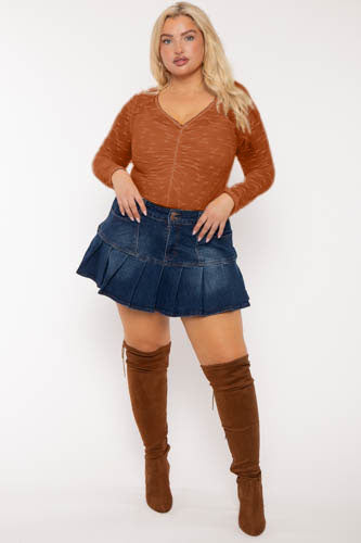 Plus Size Cairi  Lace Bodysuit - Rust