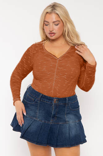 Plus Size Cairi  Lace Bodysuit - Rust