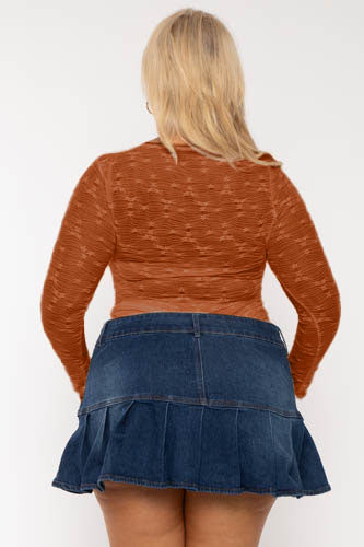 Plus Size Cairi  Lace Bodysuit - Rust