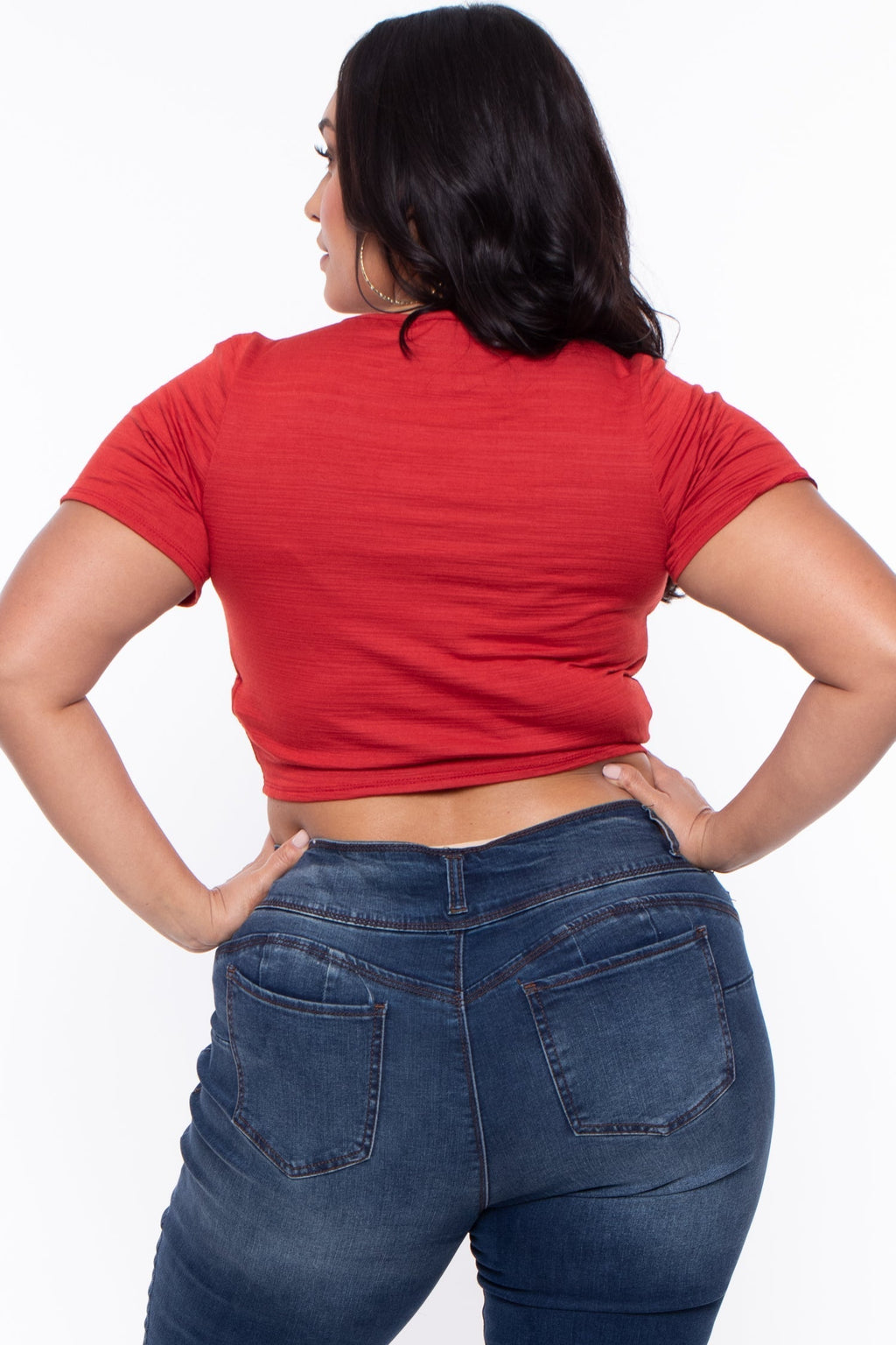 Plus Size Cali Ruched Crop Top  - Rust