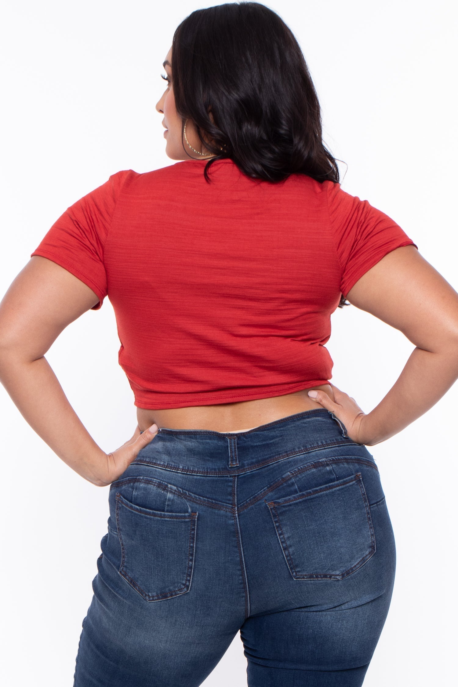 Plus Size Cali Ruched Crop Top  - Rust