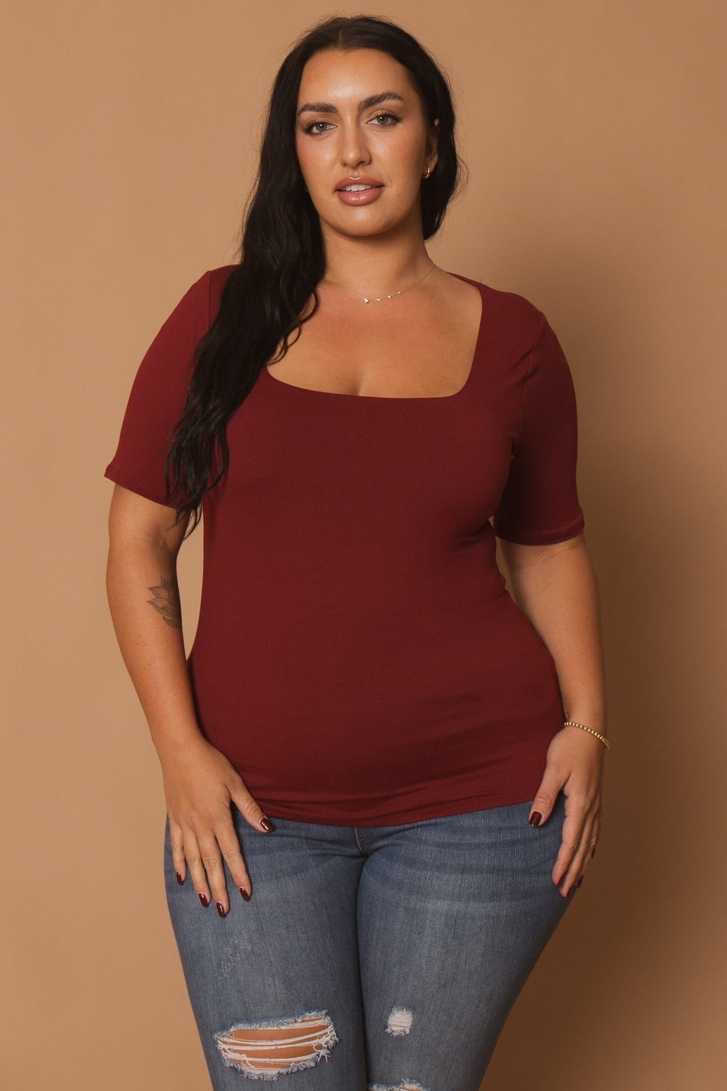 Plus Size Camila Top - Burgundy
