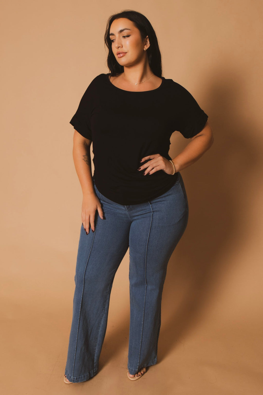 Plus Size Classic Scoop Neck Top - Black