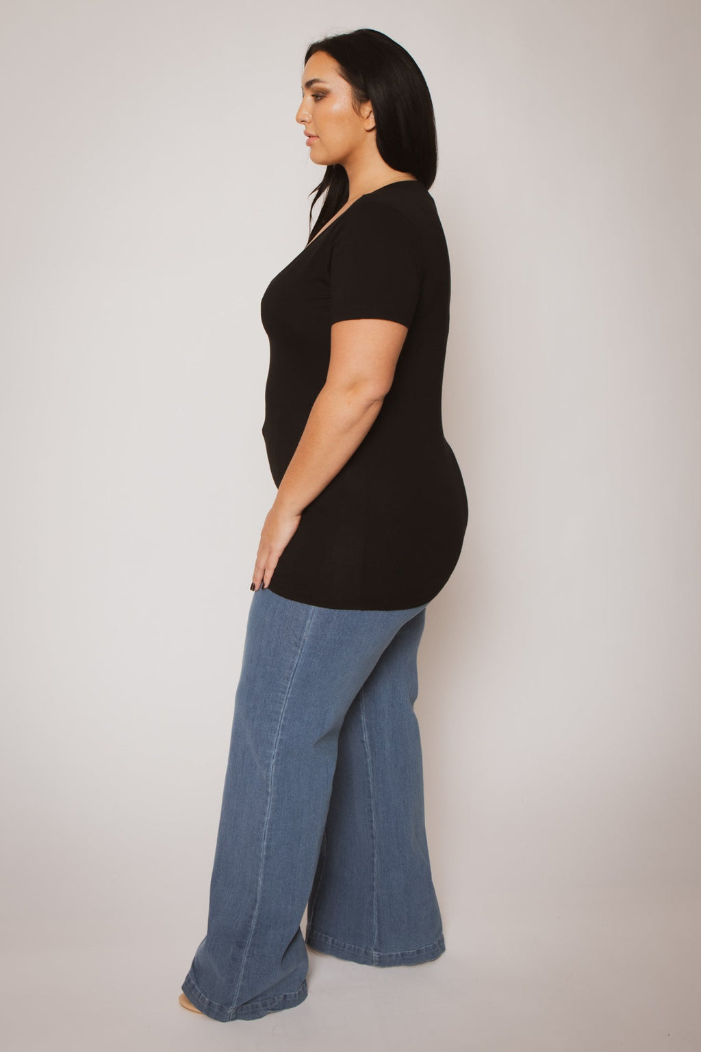 Plus Size Perfect V Tee - Black