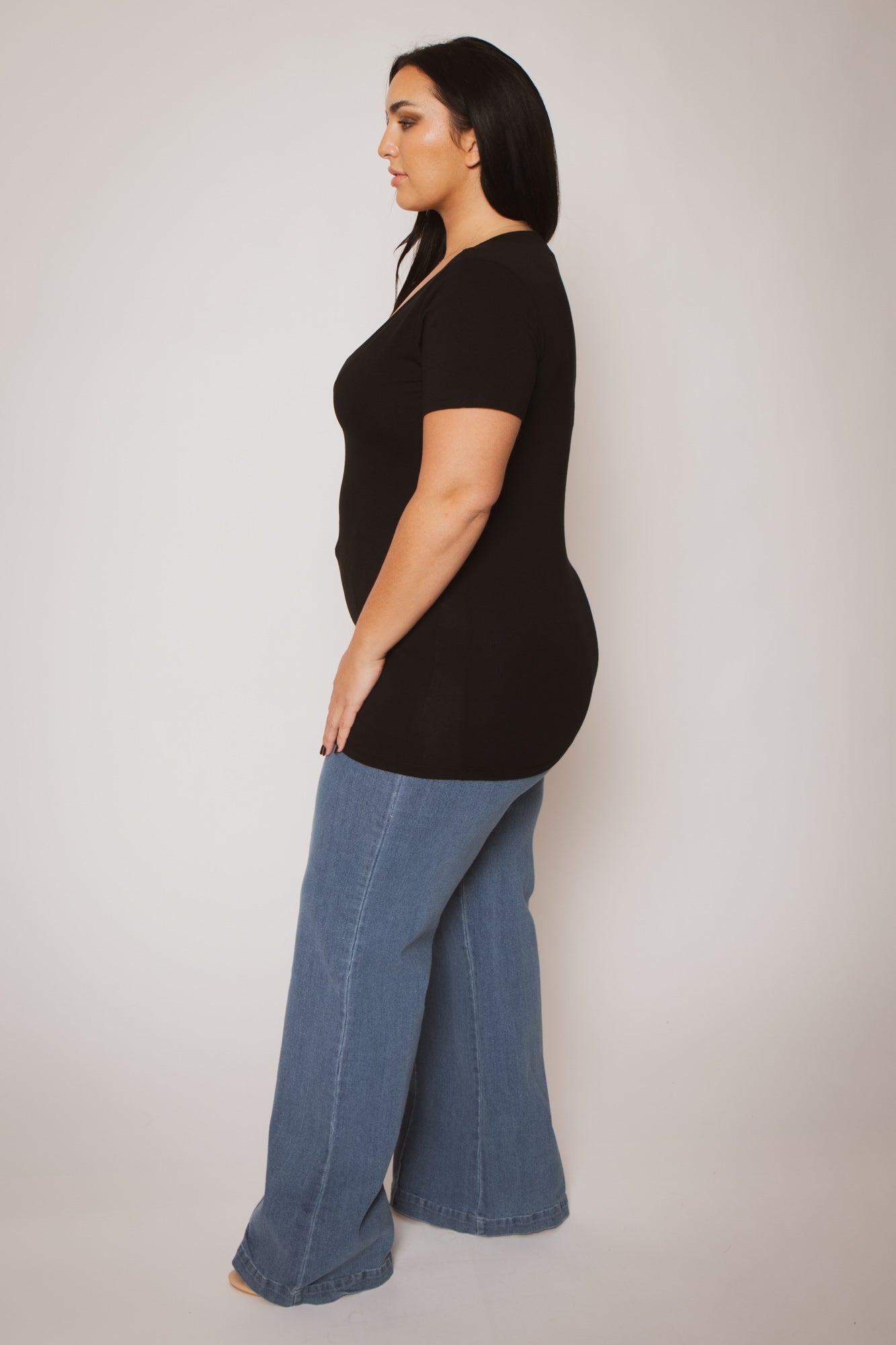 Plus Size Perfect V Tee - Black