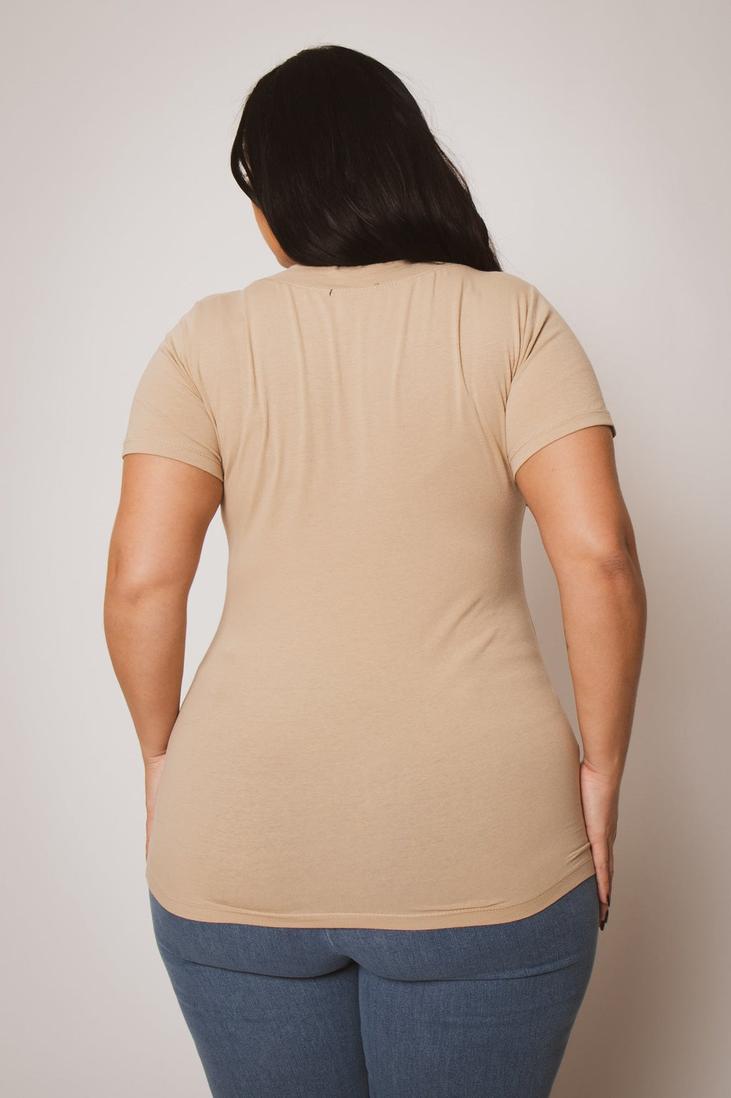 Plus Size Perfect V Tee - Taupe