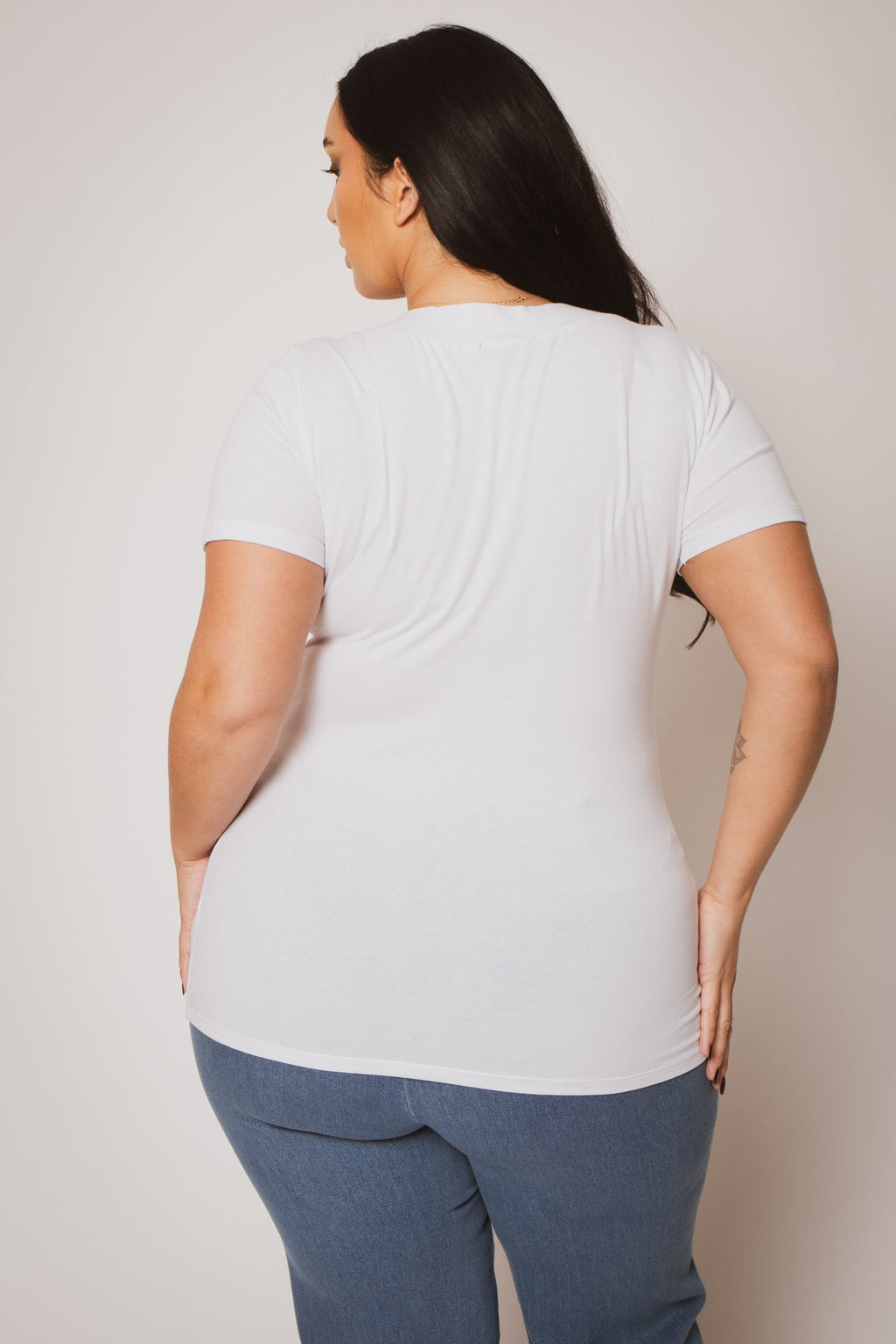 Plus Size Perfect V Tee - White
