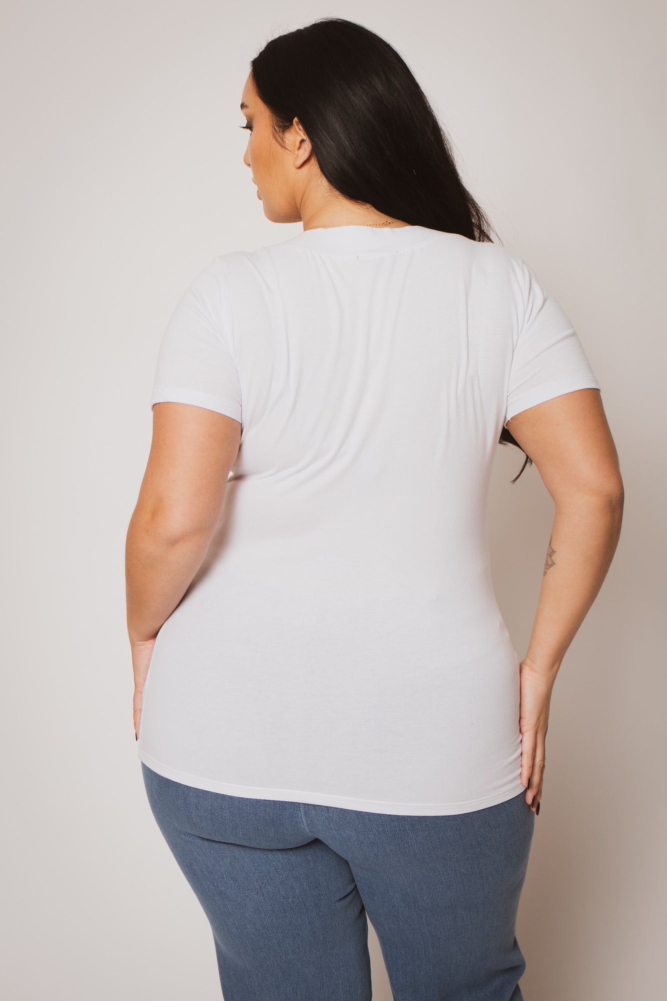 Plus Size Perfect V Tee - White