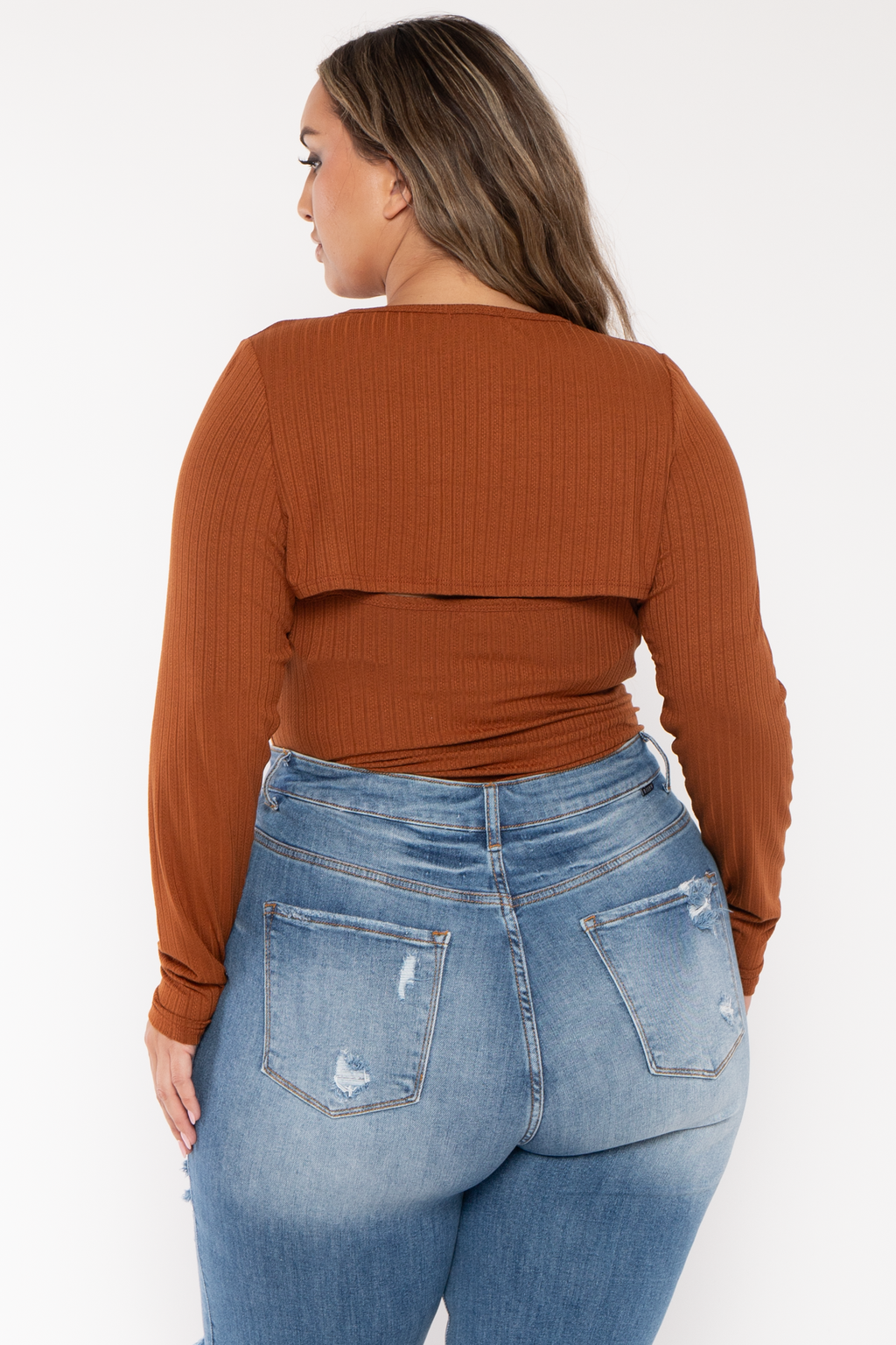 Plus Size Cristy 2pc Bodysuit  Set - Rust