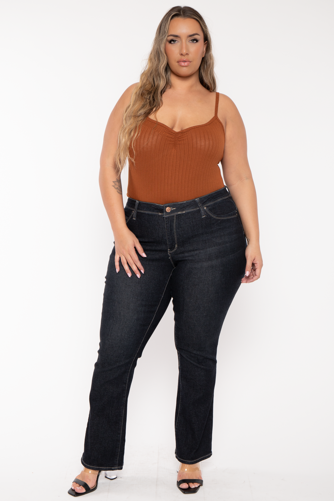 Plus Size Cristy 2pc Bodysuit  Set - Rust
