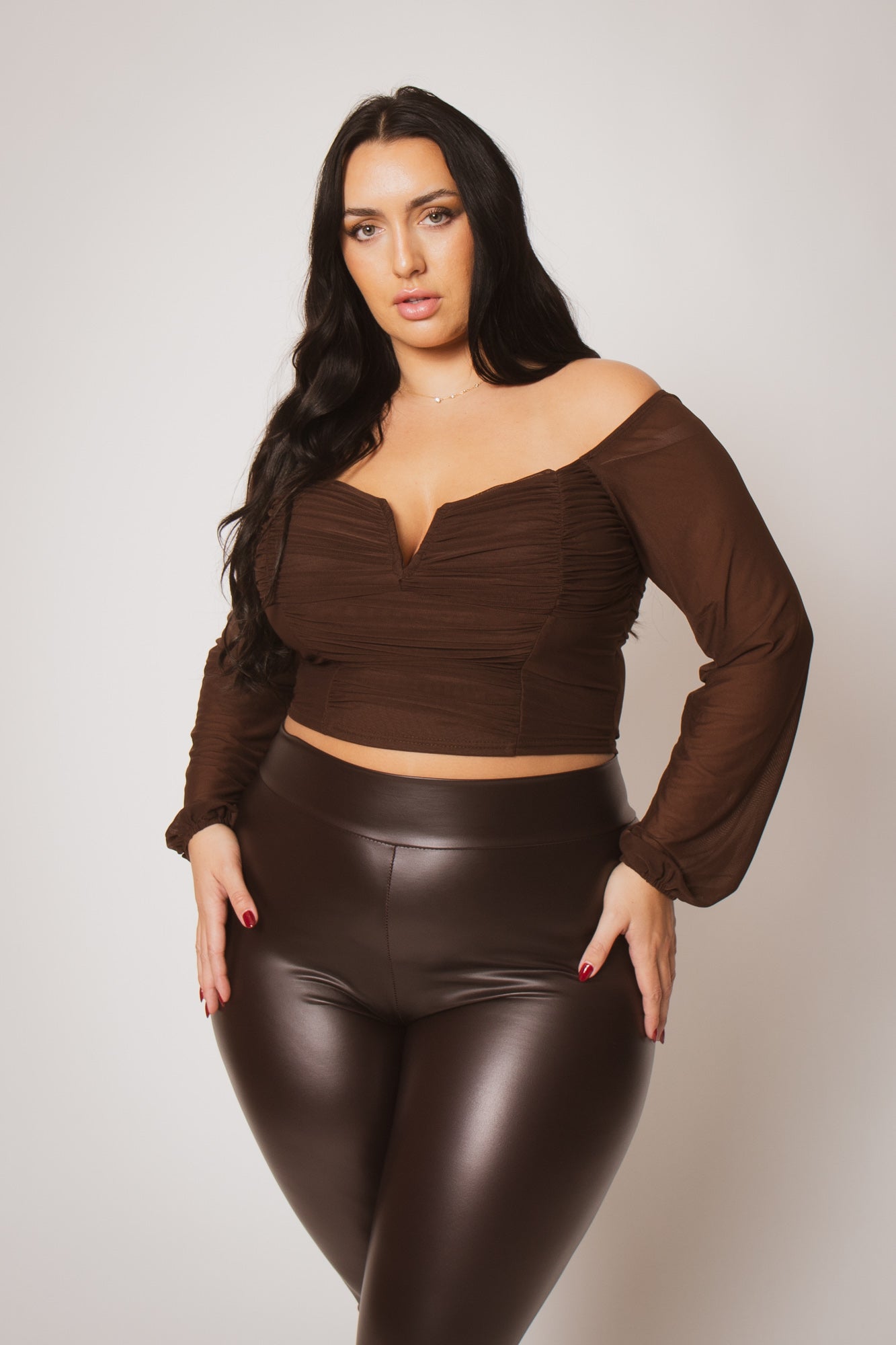 Plus Size Desiree Top  - Brown