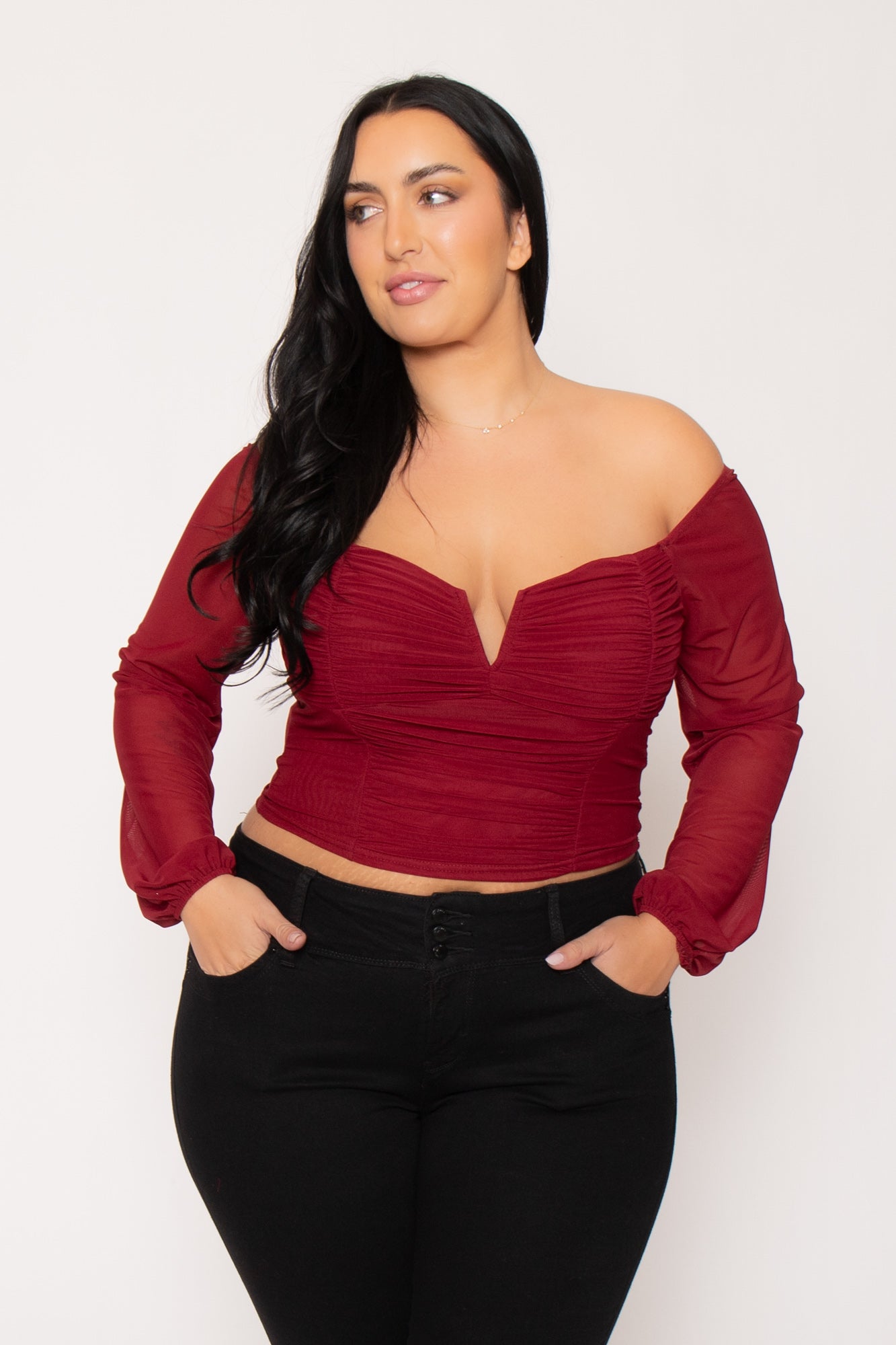Plus Size Desiree Top  - Burgundy