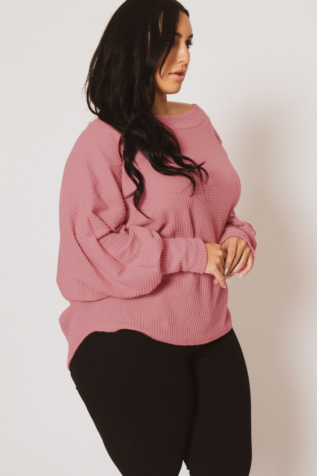 Plus Size Harper Off Shoulder Sweater - Pink