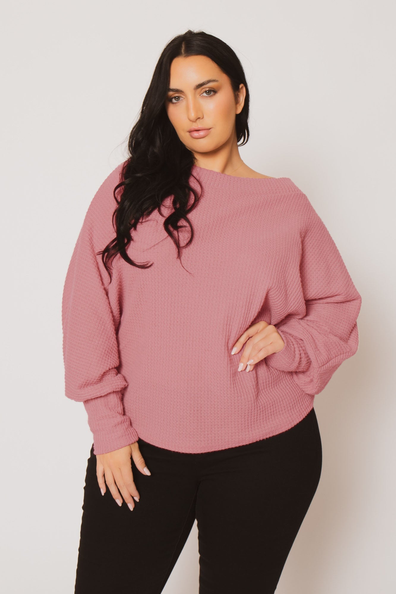 Plus Size Harper Off Shoulder Sweater - Pink