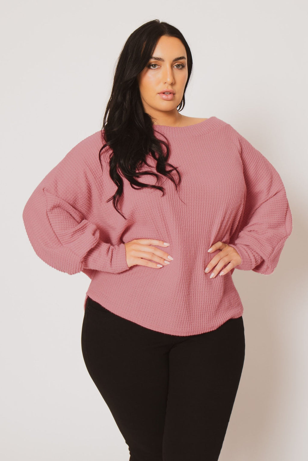 Plus Size Harper Off Shoulder Sweater - Pink