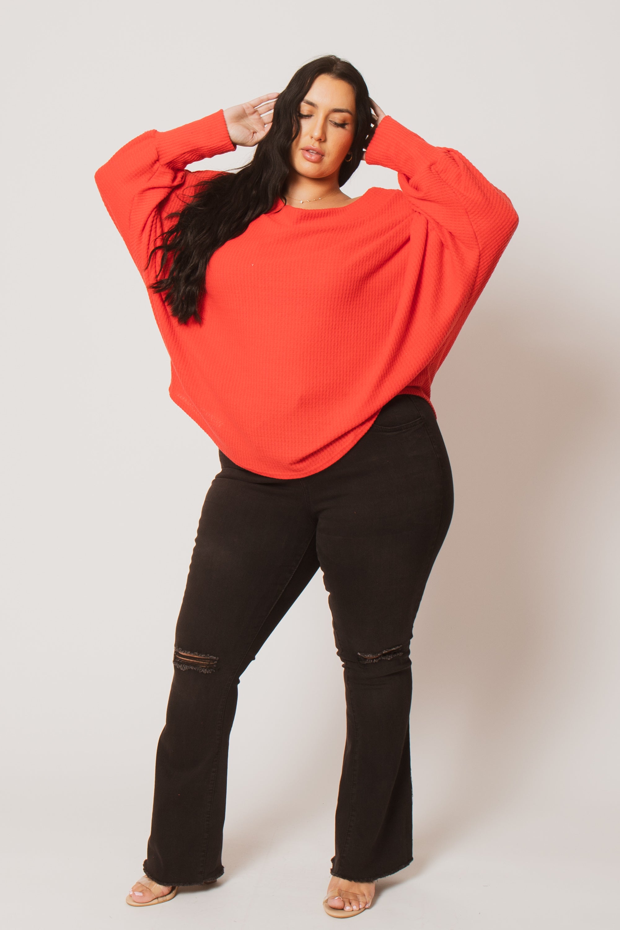 Plus Size Harper Off Shoulder Sweater - Red