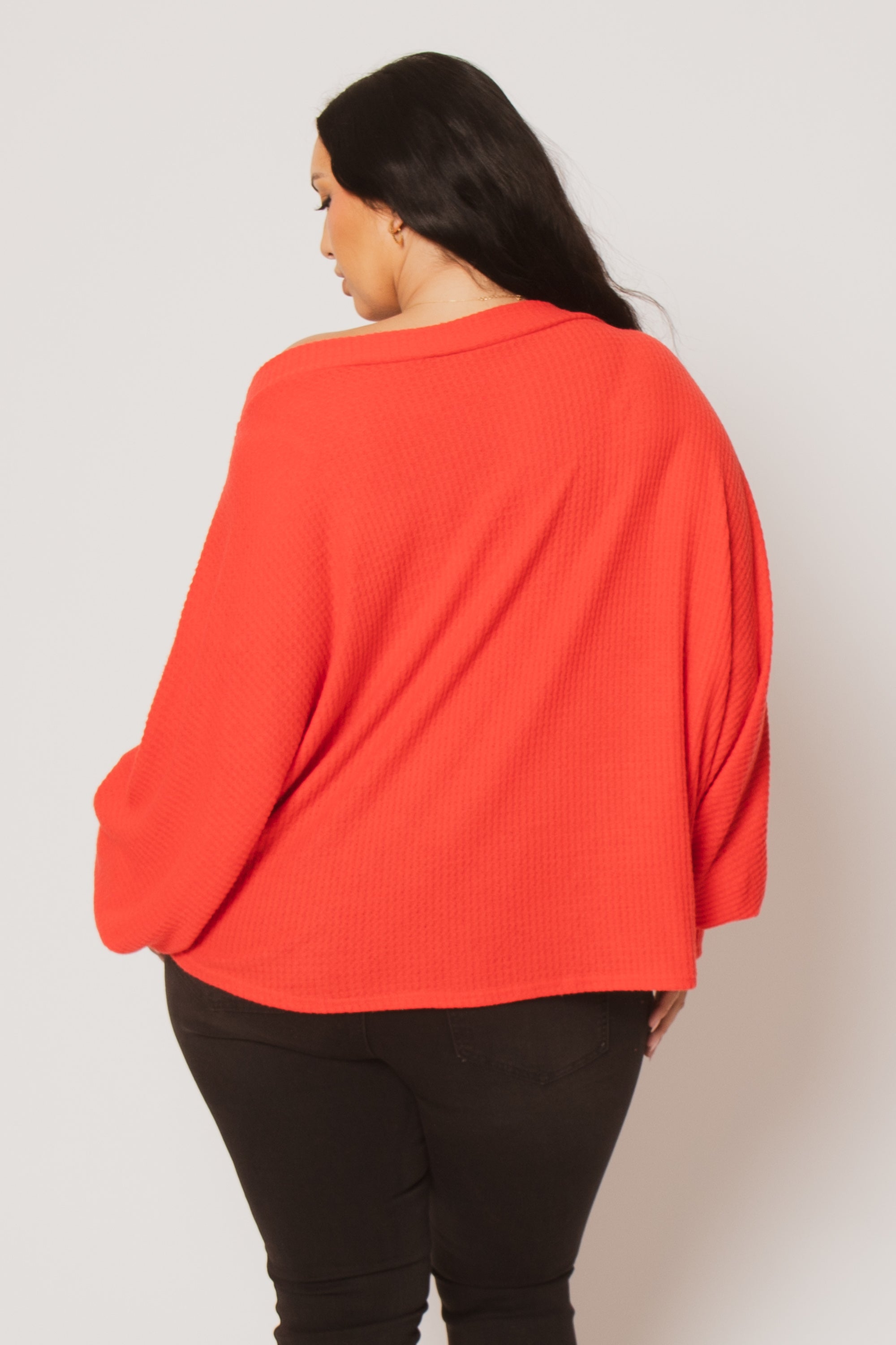 Plus Size Harper Off Shoulder Sweater - Red