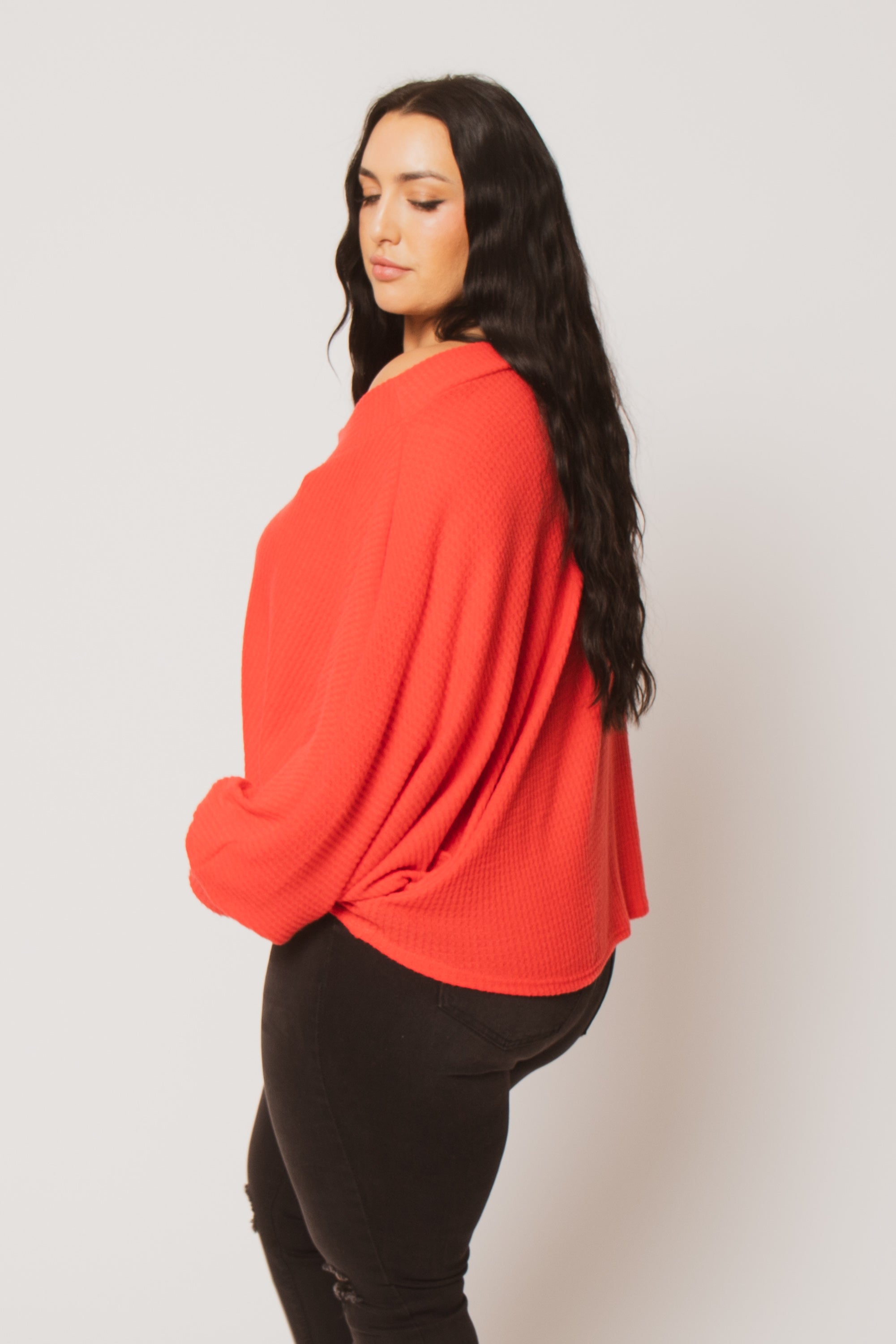 Plus Size Harper Off Shoulder Sweater - Red