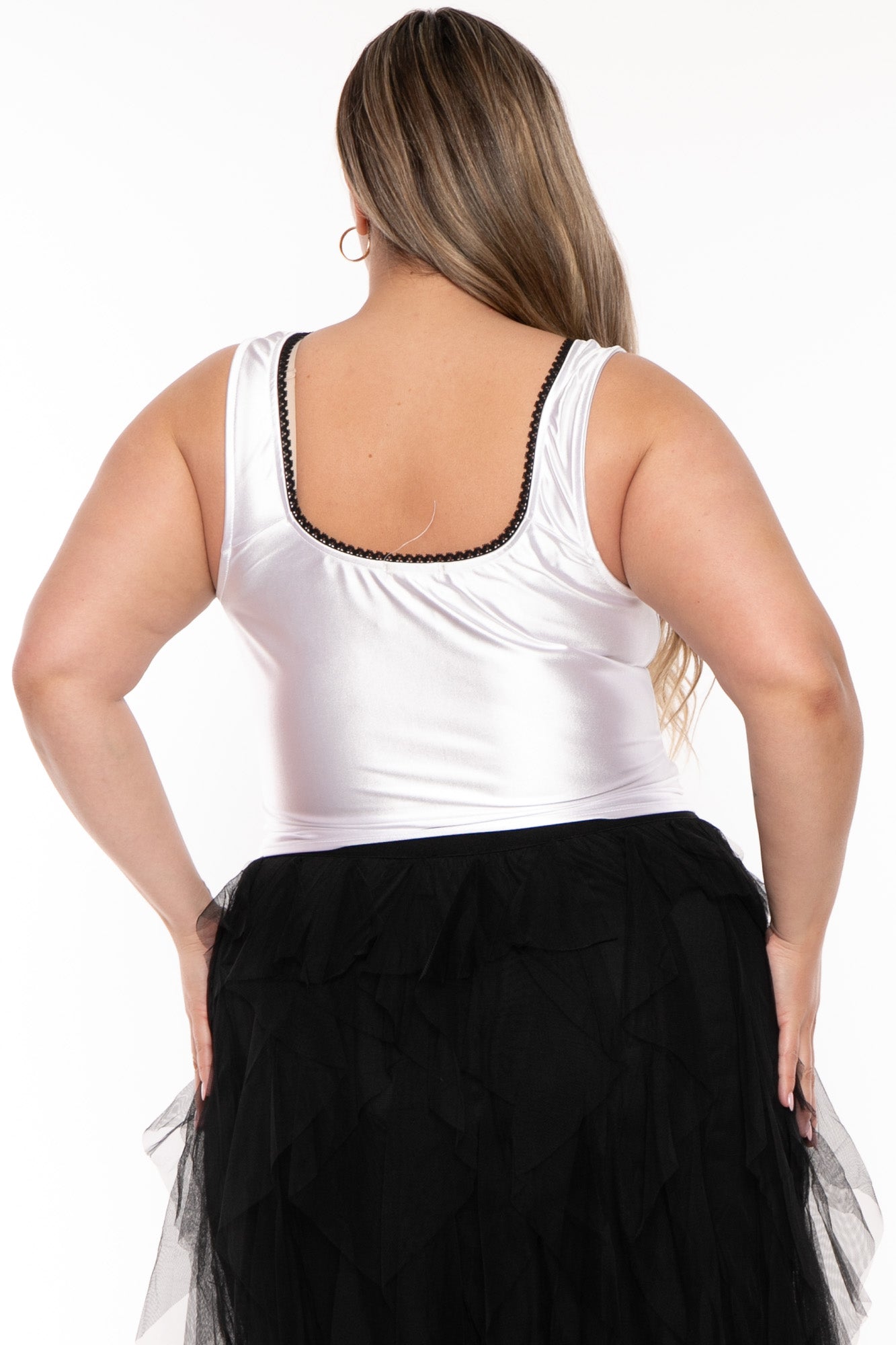 Plus Size Karee Satin Corset Top -White