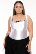 Plus Size Karee Satin Corset Top -White