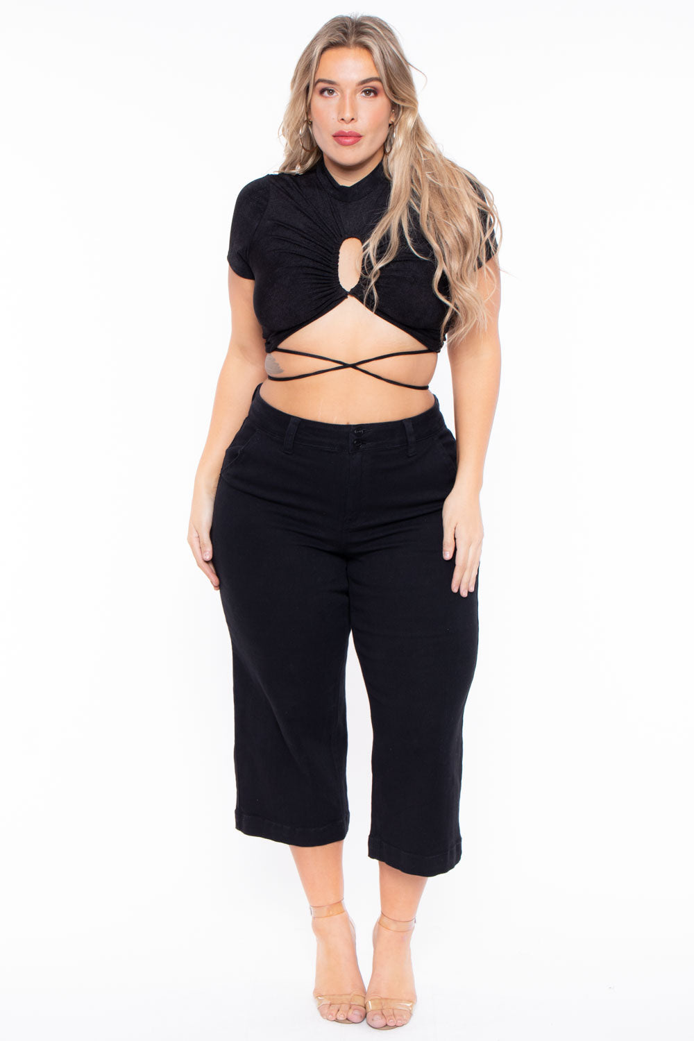 Plus Size Kyomi Slinky Top  - Black