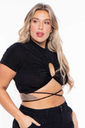Plus Size Kyomi Slinky Top  - Black