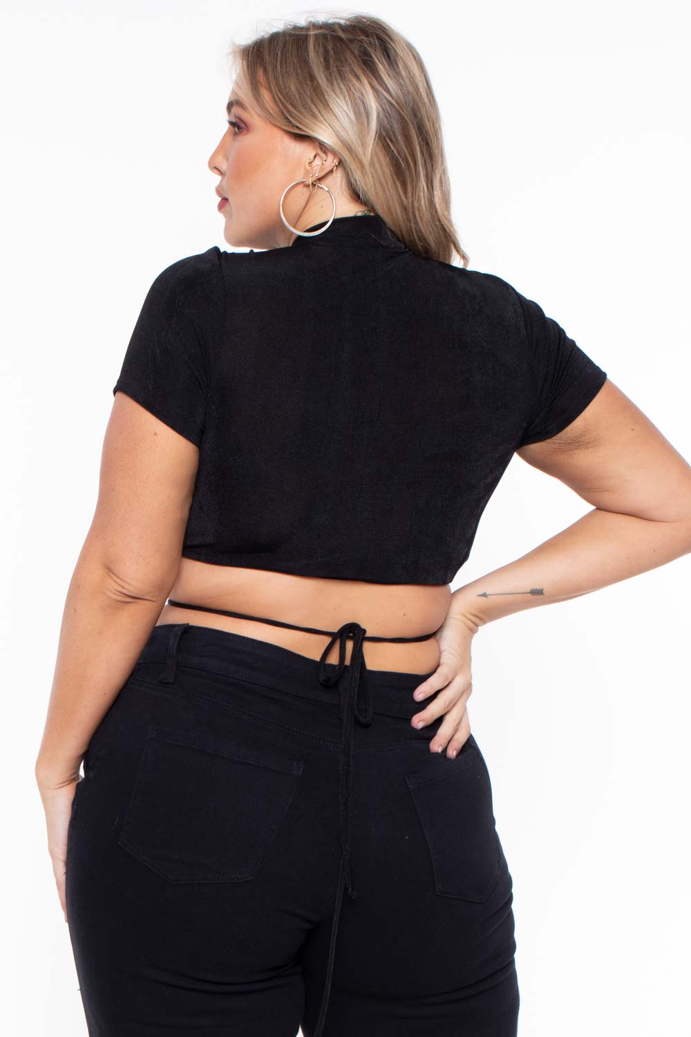 Plus Size Kyomi Slinky Top  - Black