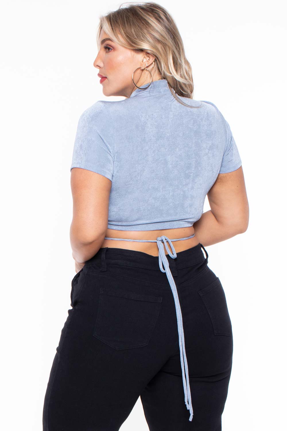 Plus Size Kyomi Slinky Top  - Blue