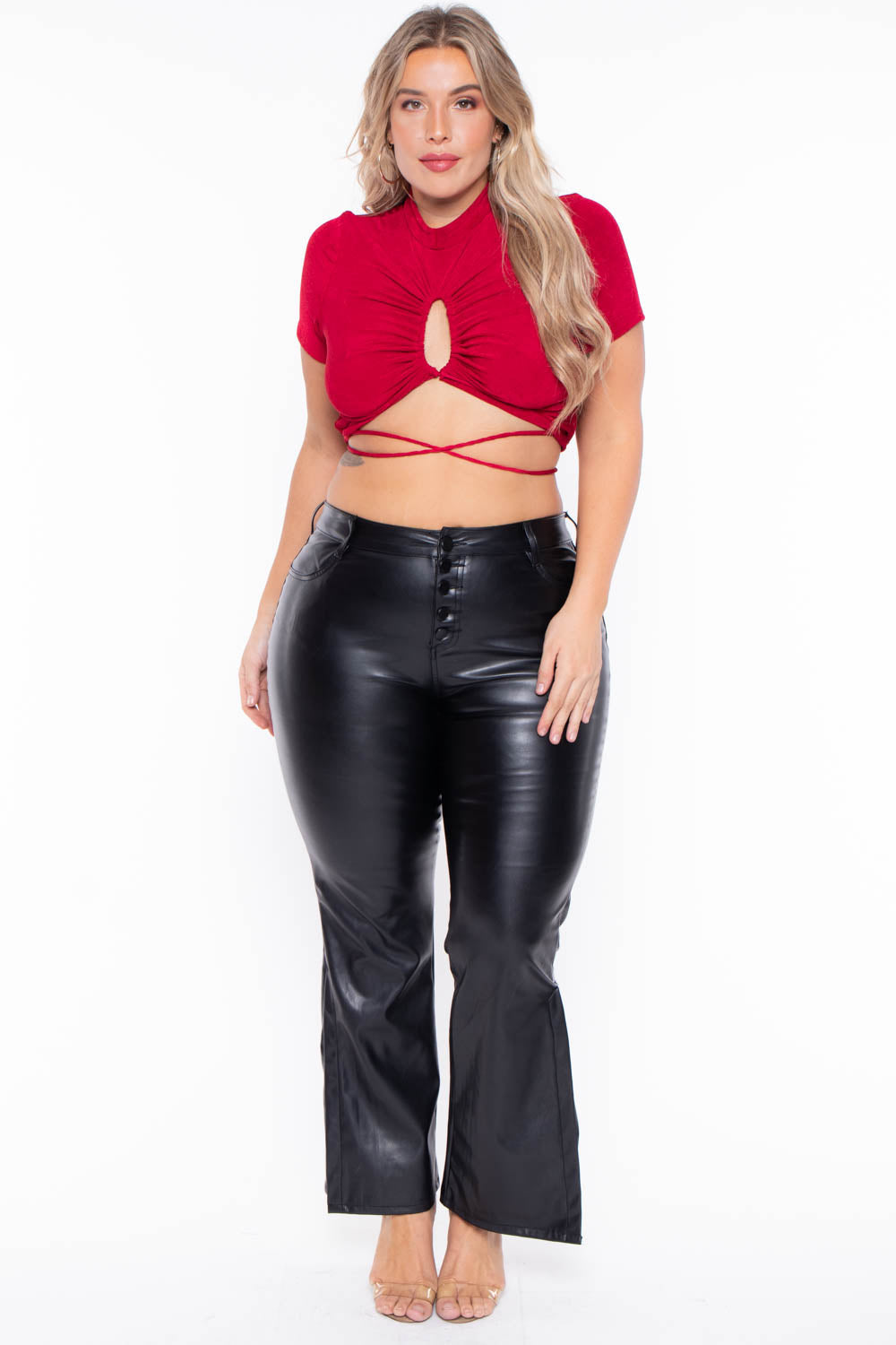 Plus Size Kyomi Slinky Top  - Red