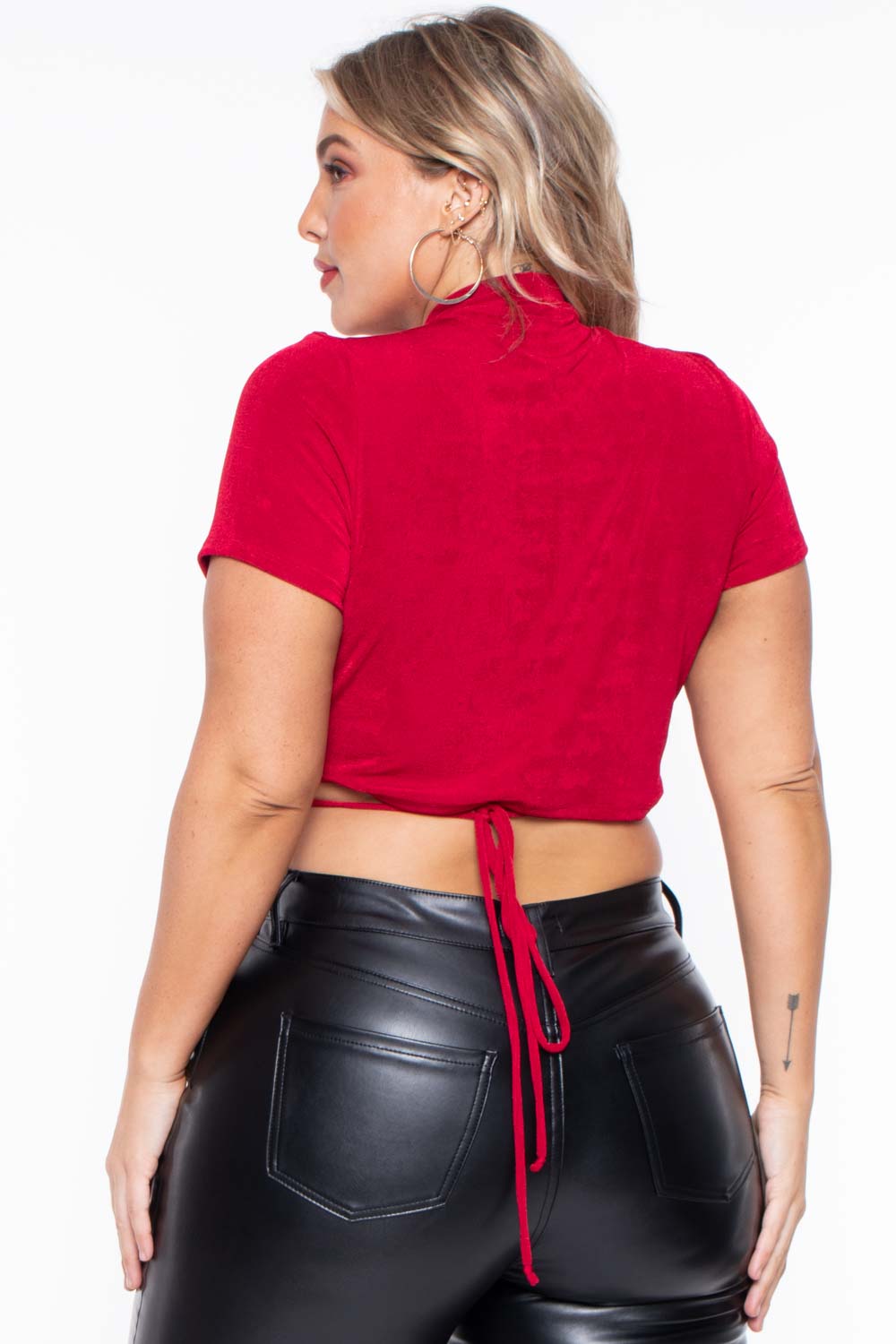 Plus Size Kyomi Slinky Top  - Red