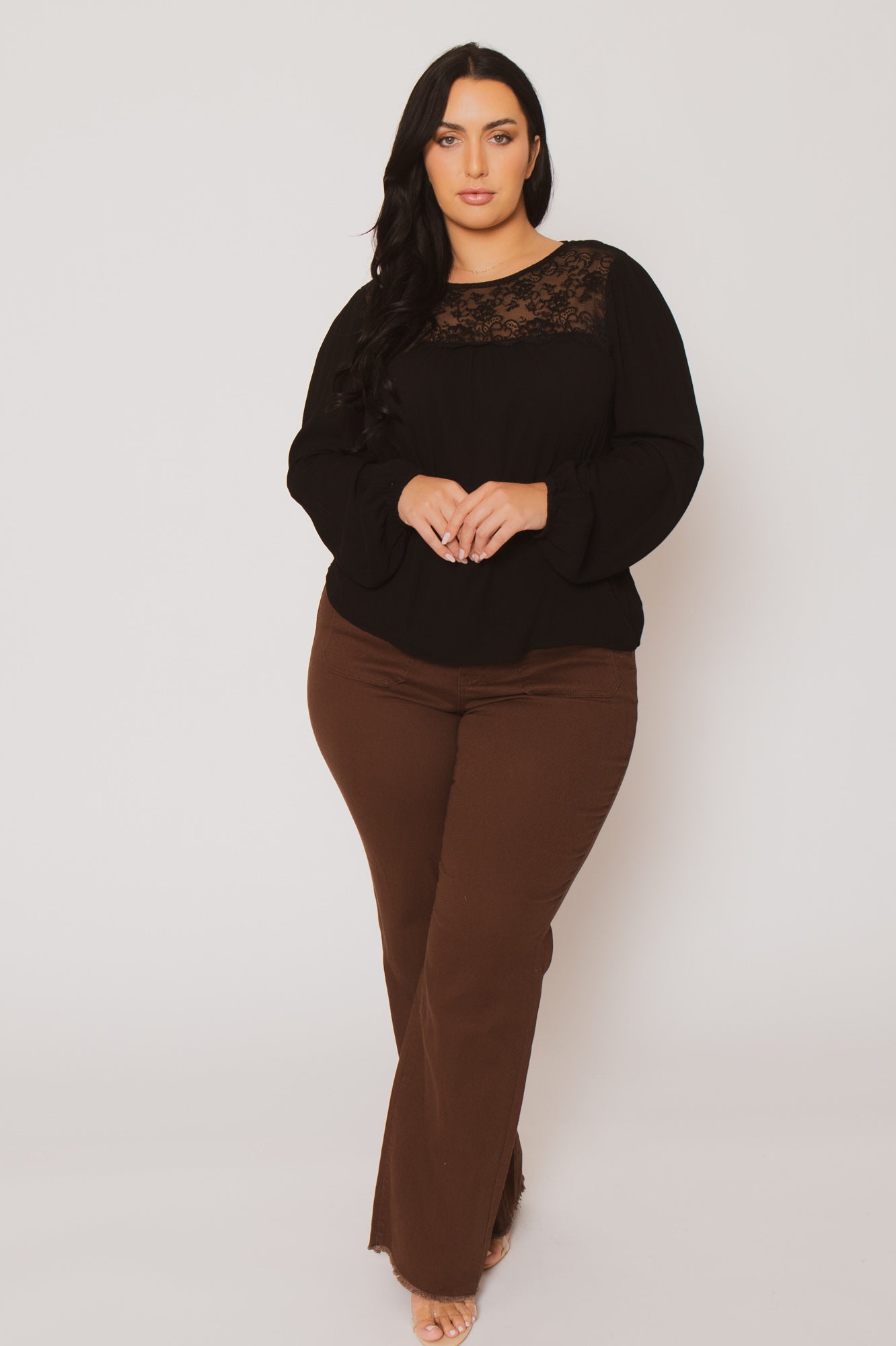 Plus Size Lacey Charm Top - Black
