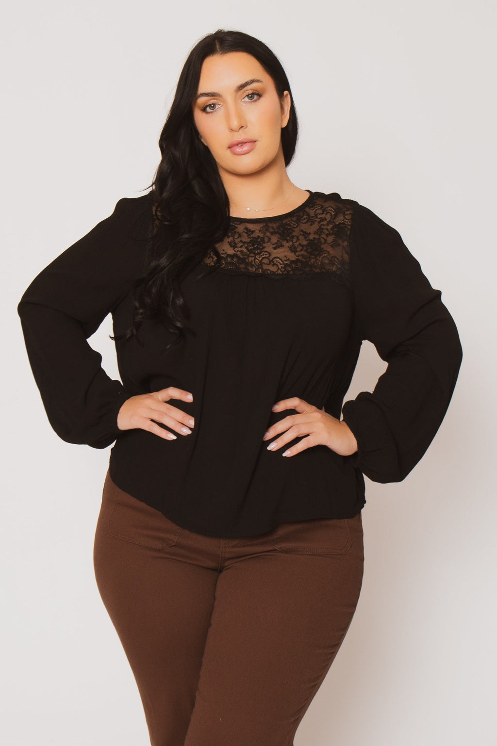 Plus Size Lacey Charm Top - Black