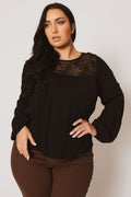 Plus Size Lacey Charm Top - Black
