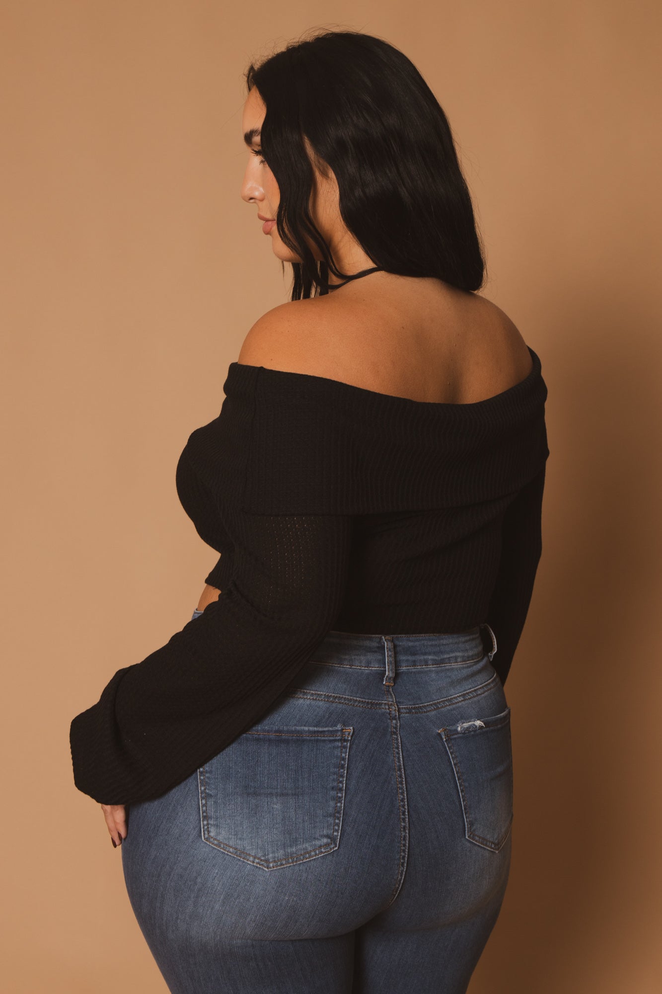Plus Size Layla  Crop Sweater - Black