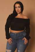 Plus Size Layla  Crop Sweater - Black