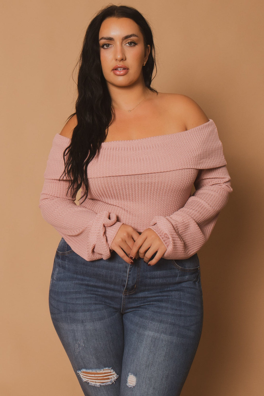 Plus Size Layla  Crop Sweater - Pink
