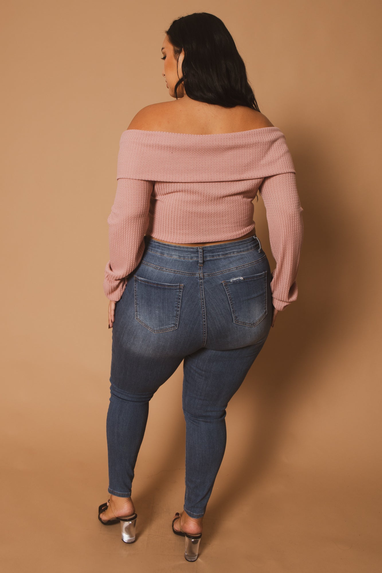 Plus Size Layla  Crop Sweater - Pink