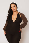 Plus Size Lena Waffle Knit Shrug - Brown