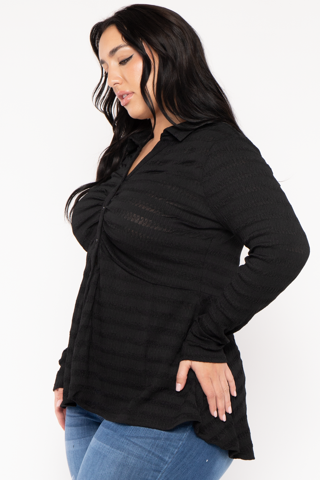 Plus Size Linda Hi -Low  Top - Black