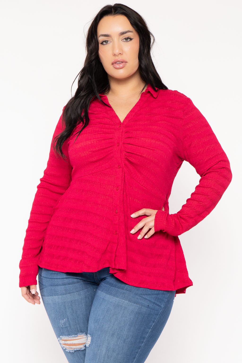 Plus Size Linda Hi -Low  Top - Red