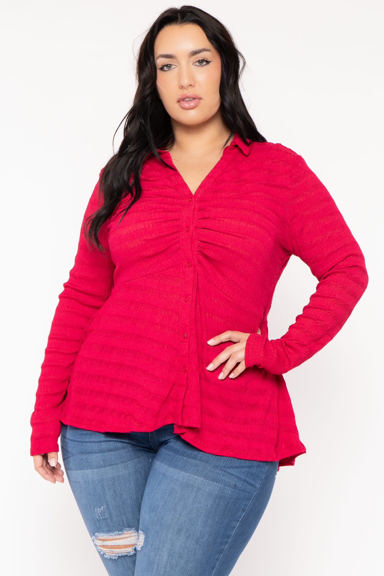 Plus Size Linda Hi -Low  Top - Red